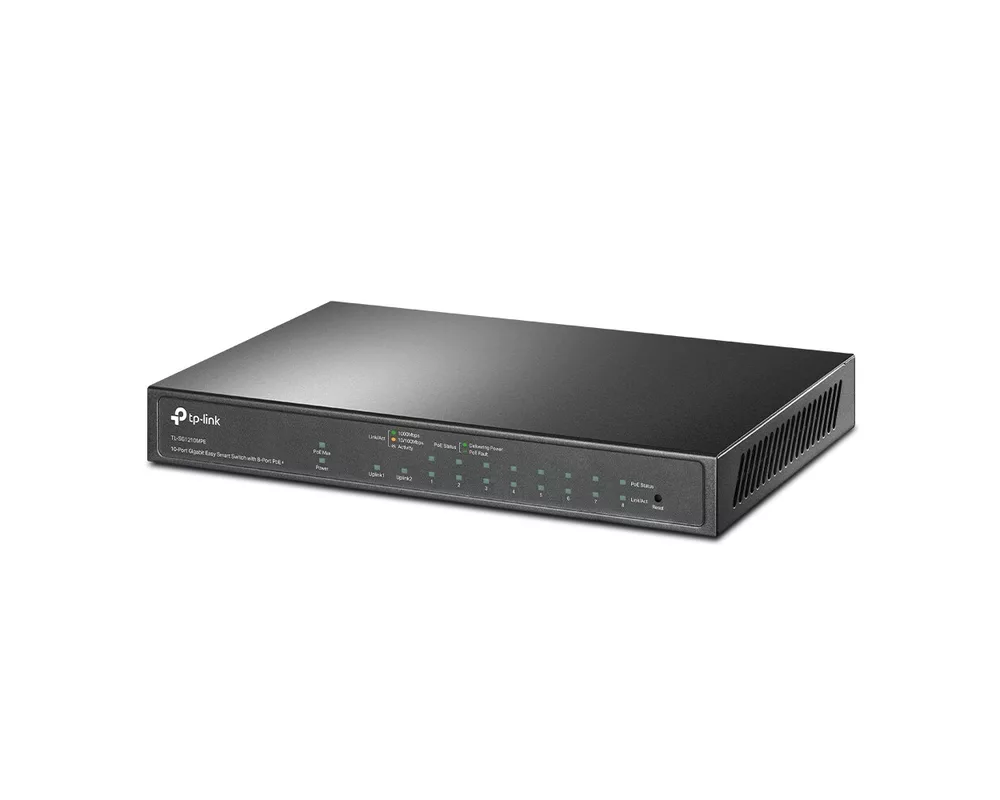 Switch (Комутатор) 10-портов Easy Smart гигабитен комутатор TP-Link TL-SG1210MPE с 8-PoE+ порта и gigabit combo SFP/RJ45 порт 2