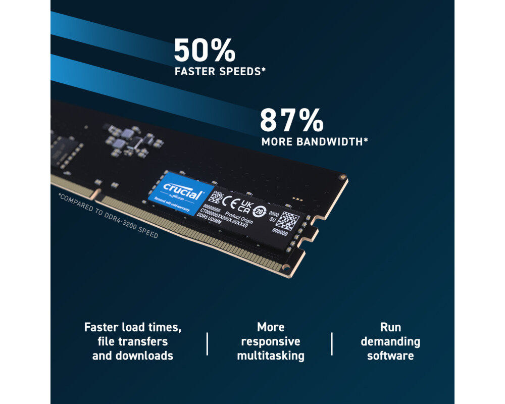 Памет Crucial 16GB DDR5-4800 UDIMM CL40 5