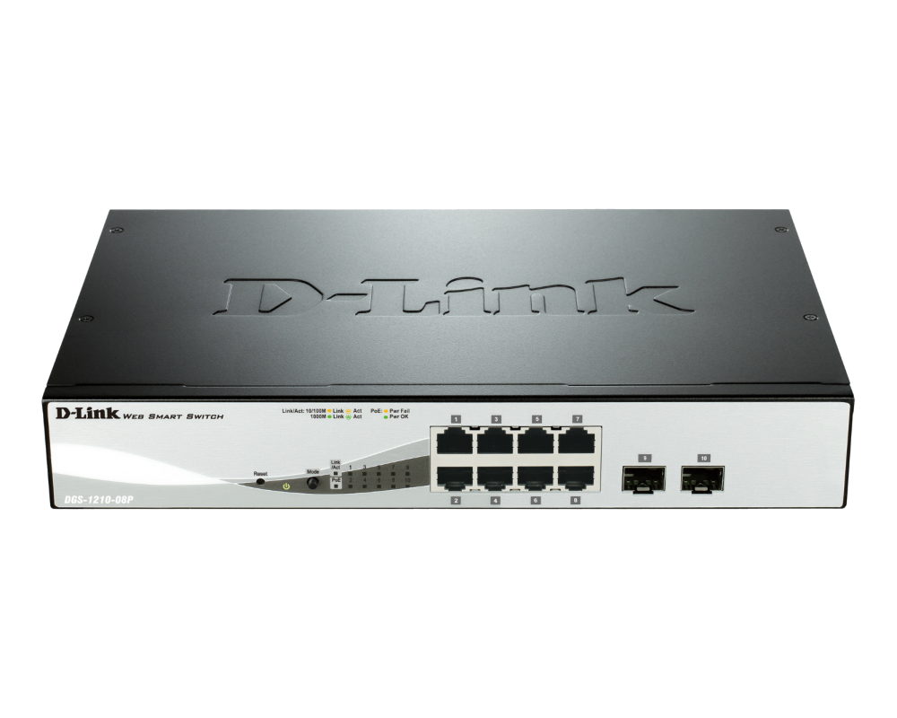Switch (Комутатор) D-Link 8-Port Gigabit PoE Smart Switch with 2 SFP ports DGS-1210-08P 4