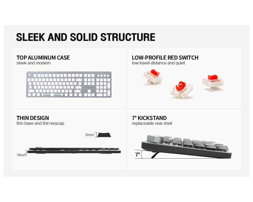 Клавиатура Delux KS100U USB Designer version механична US Layout 13