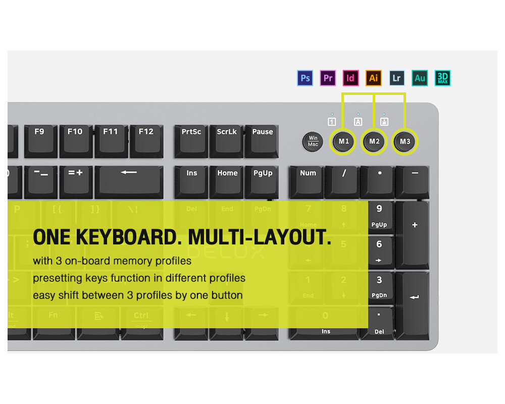 Клавиатура Delux KS100U USB Designer version механична US Layout 15