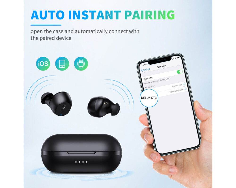 Слушалки Delux DT3 Earbuds True Wireless Bluetooth in-ear 5