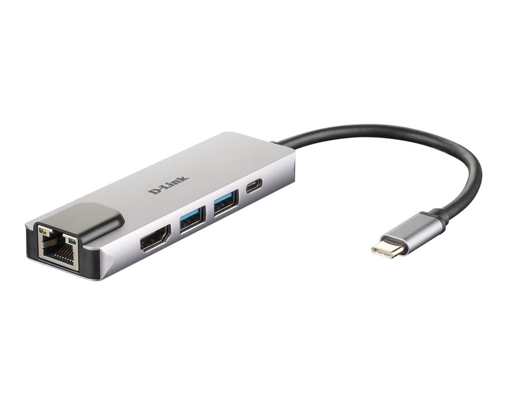 USB хъб D-Link 5-in-1 USB-C Hub with HDMI/Ethernet and Power Delivery 4