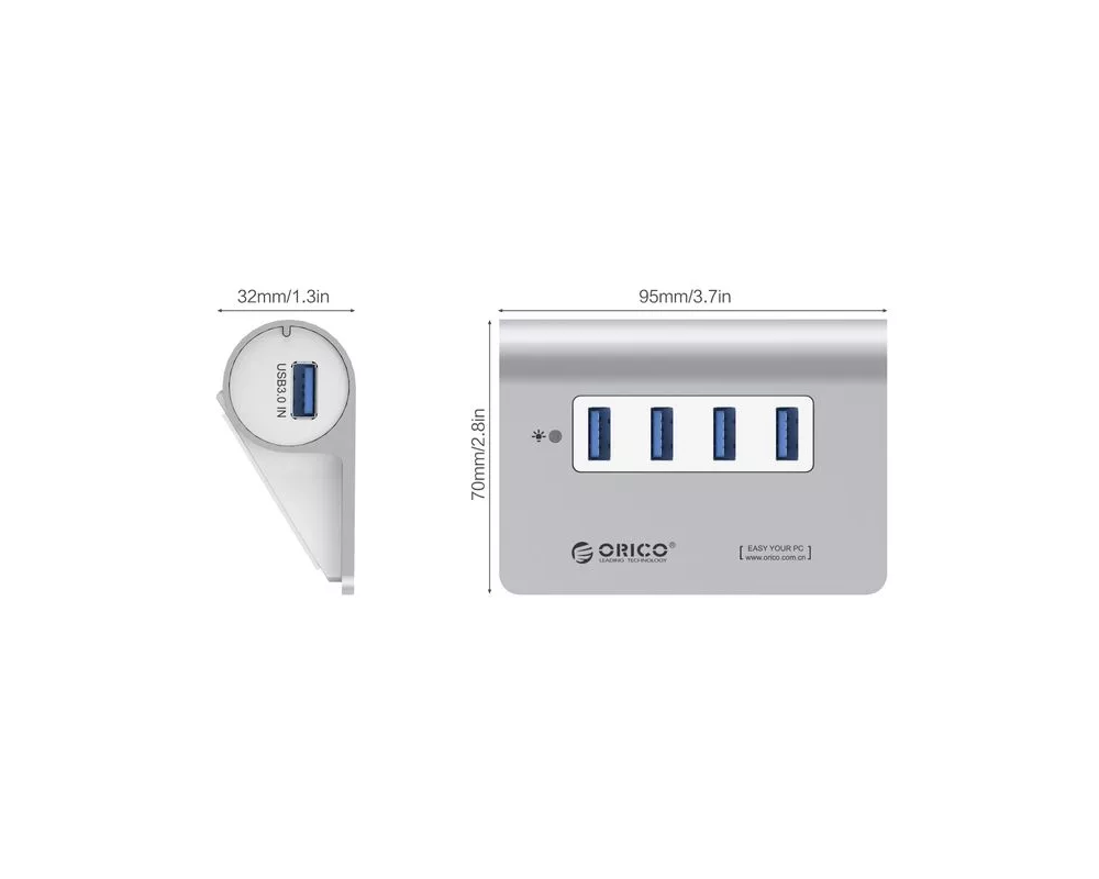 USB хъб Orico M3H4-V1-SV-BP с 4 USB3.0 порта сребрист 5