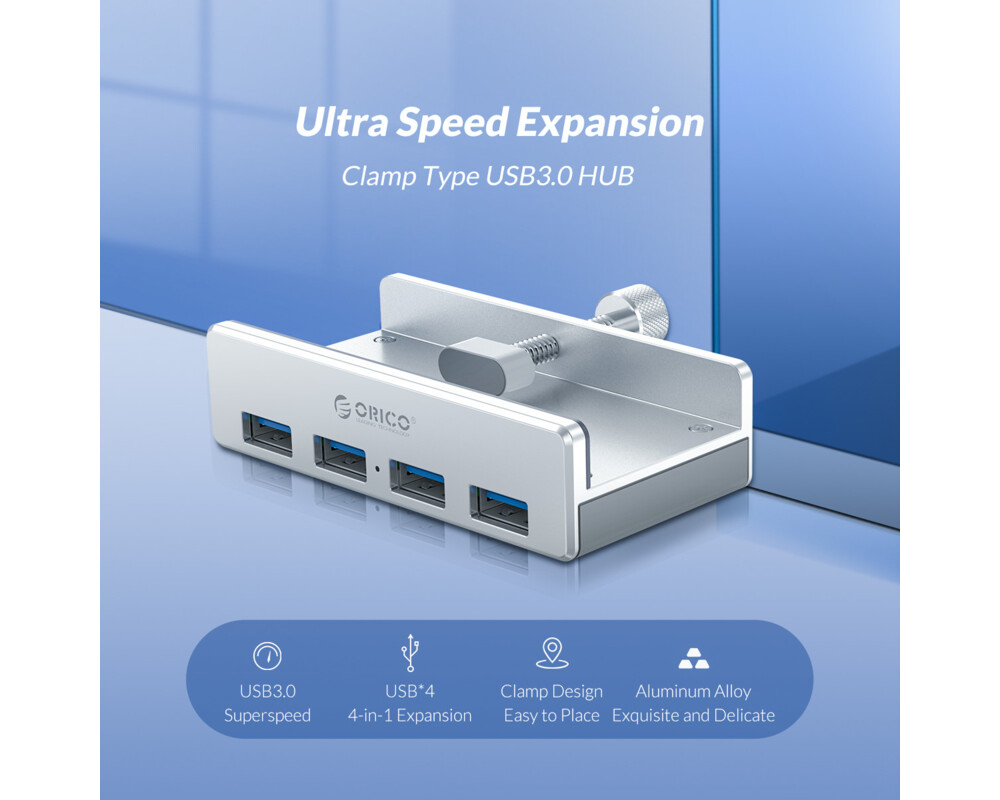 USB хъб Алуминиев USB 3.0 хъб Orico MH4PU-SV-BP 3