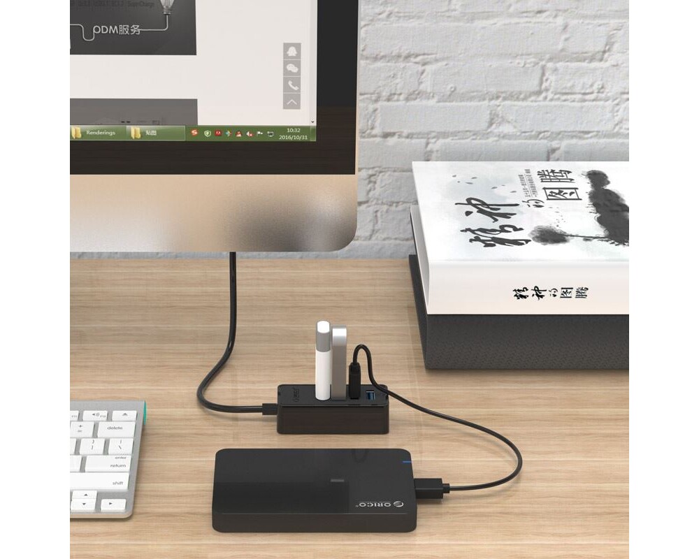 USB хъб 4-портов USB 3.0 хъб Orico W5P-U3-100-BK-PRO 1 м кабел 15