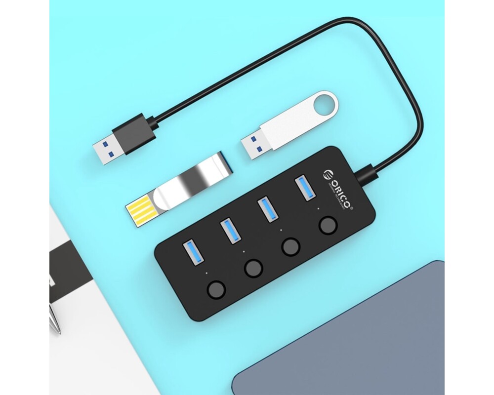USB хъб Orico хъб USB3.0 HUB 4 port black 12