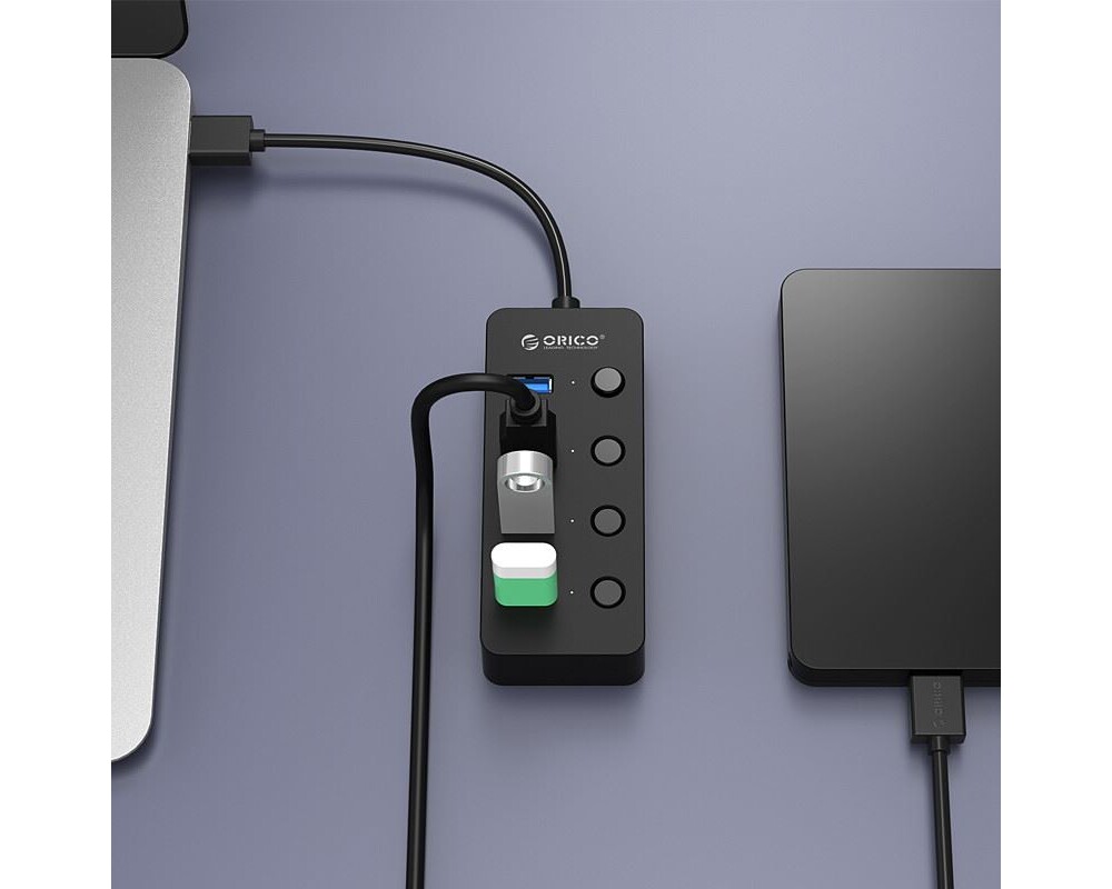 USB хъб Orico хъб USB3.0 HUB 4 port black 10