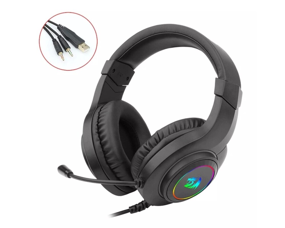 Слушалки USB RGB LED геймърски с микрофон Redragon Hylas H260RGB-BK 2