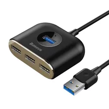  Baseus Square round 4 в 1 с 3х USB 2.0, 1х USB 3.0 порта, черен 467836 CAHUB-AY01 на топ цена - PIC.bg