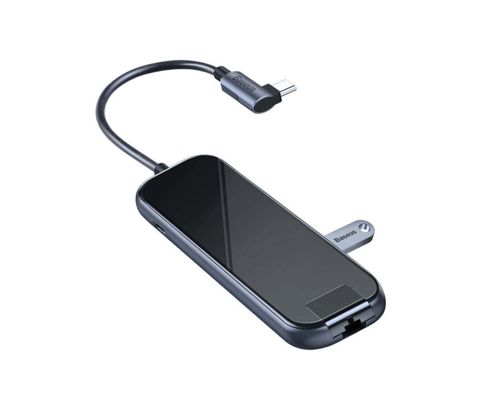 USB хъб Baseus Type-C Mirror Series 6 в 1 с 3х USB 3.0, 1х HDMI, 1х RJ45, 1х USB-C порта, черен 2