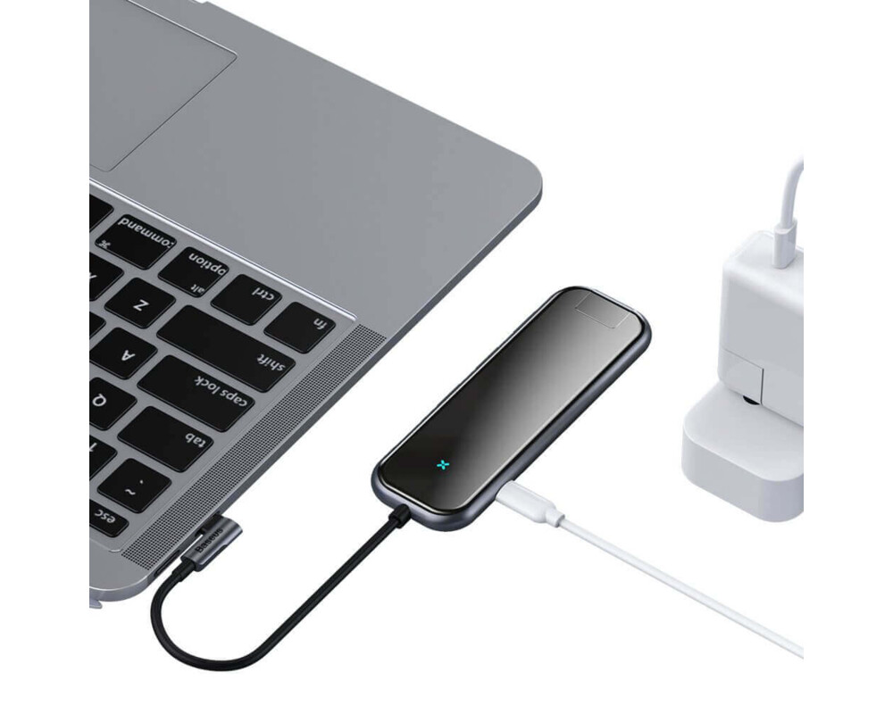 USB хъб Baseus Type-C Mirror Series 6 в 1 с 3х USB 3.0, 1х HDMI, 1х RJ45, 1х USB-C порта, черен 7