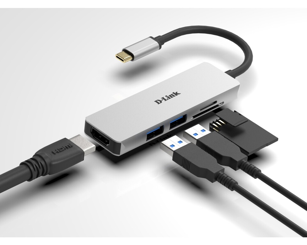 USB хъб D-Link 5-in-1 USB-C Hub with HDMI and SD/microSD Card Reader 5