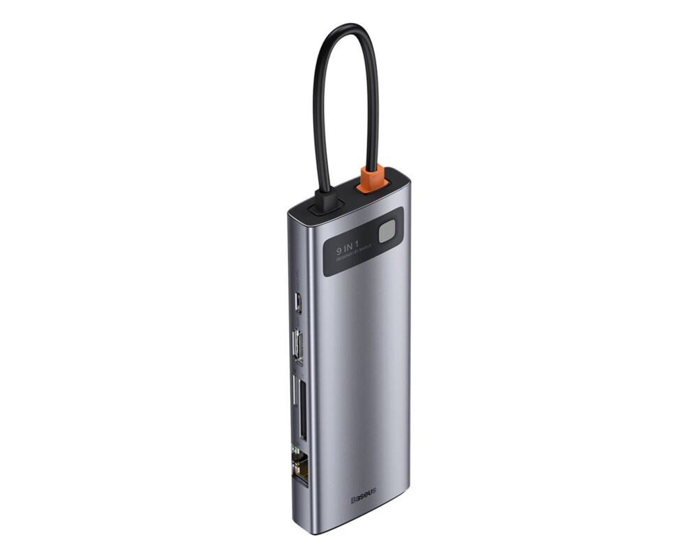 USB хъб Baseus Type-C 9 в 1 с USB Type-C PD/3x USB 3.2 Gen 1/RJ45 1 Gbps/VGA FHD 60 Hz/HDMI 4k 30 Hz/TF/SD 7