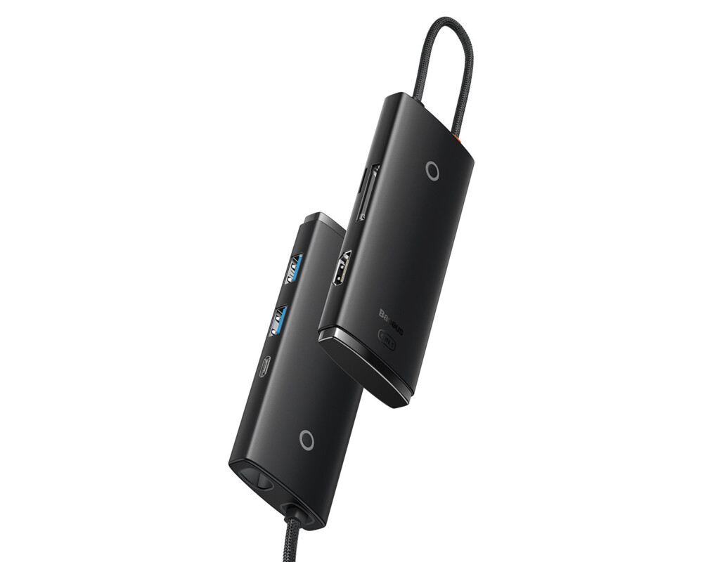 USB хъб Baseus Lite Type-C с 2x USB 3.0/USB Type-C PD/HDMI 1.4/ SD/TF порта черен 2
