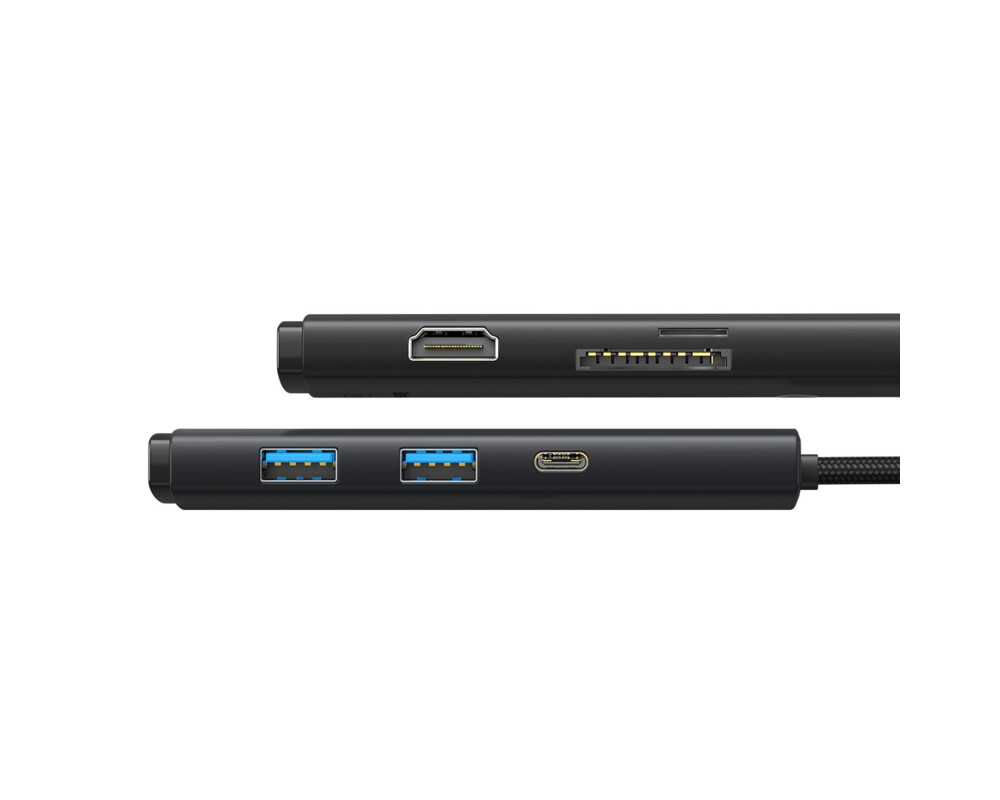 USB хъб Baseus Lite Type-C с 2x USB 3.0/USB Type-C PD/HDMI 1.4/ SD/TF порта черен 8