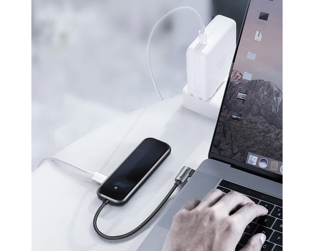 USB хъб Baseus Type-C 5 в 1 с 3x USB 3.0 / HDMI 4K / USB Type-C PD 4