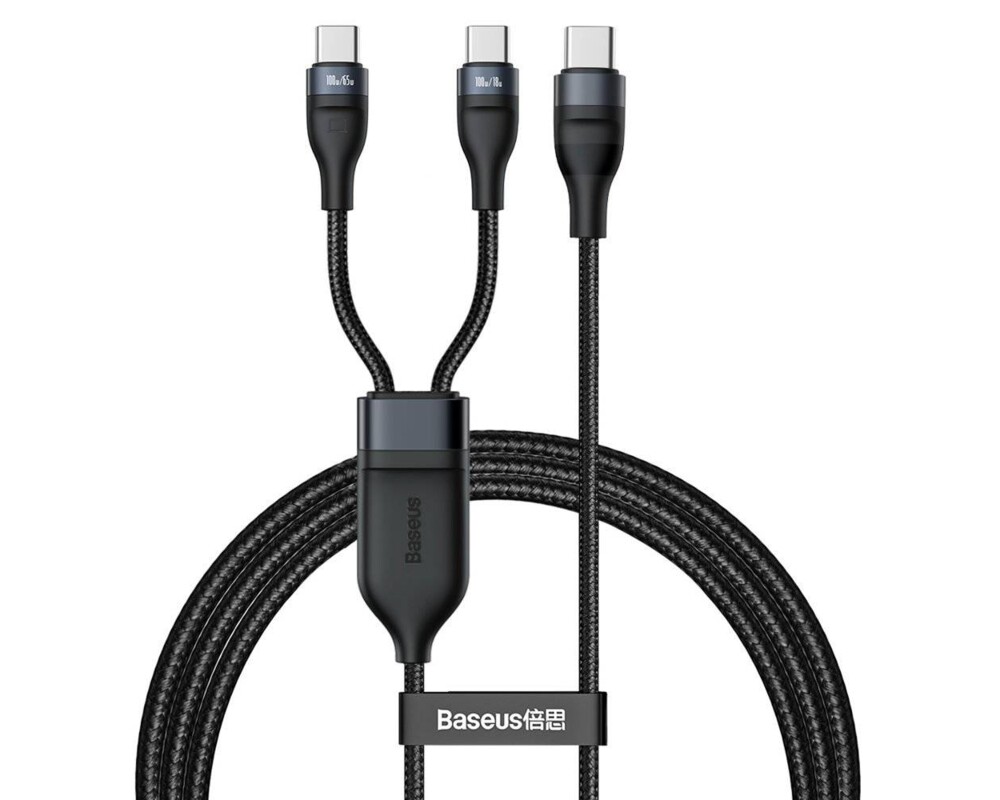 Кабел Кабел за бързо зареждане Baseus Flash Series 2в1 Type-C към 2х Type-C, 1.5m, черен 5