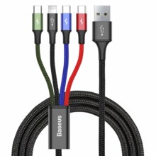  Baseus 4 в 1 USB-A към microUSB/Lightning/2xUSB Type-C, 3.5A, 1.2м, черен CA1T4-B01 571226 CA1T4-B01 на топ цена - PIC.bg