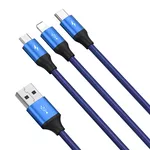 Кабел Кабел Baseus Rapid 3-in-1 USB Cable от USB-C към USB-C/Lightning/microUSB CAJS000003, 1.2m, син 6