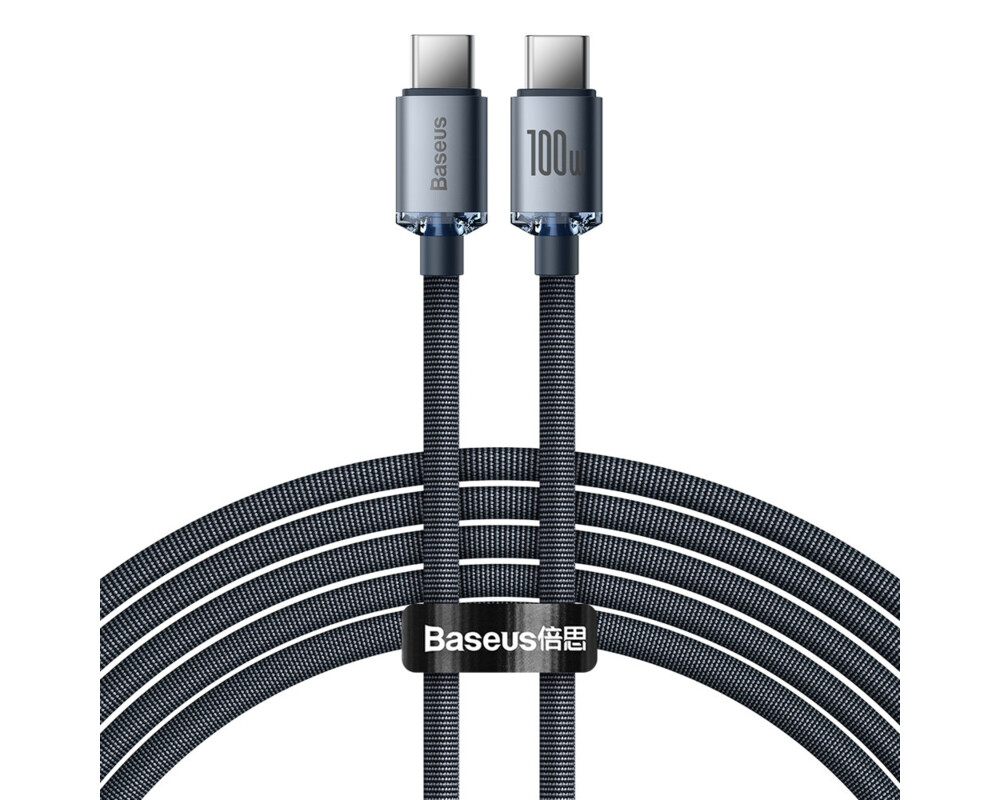 Кабел Baseus Crystal Shine Type-C към Type-C 100W черен 2 м 2