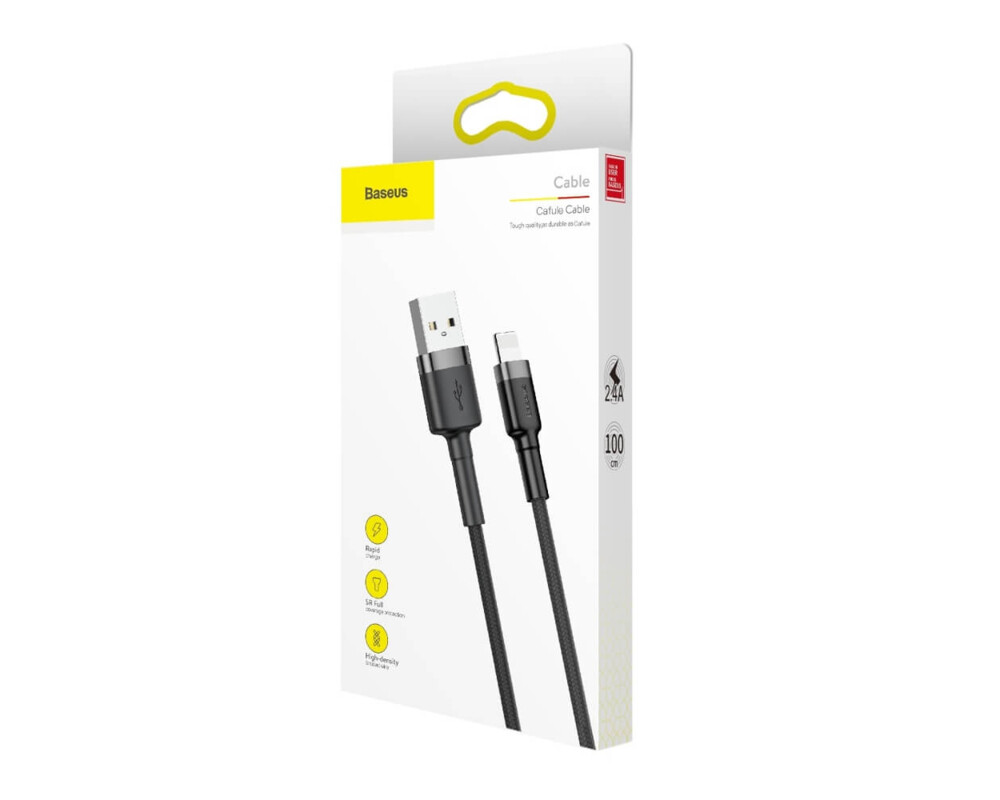 Кабел Baseus Cafule USB-A към Lightning, 1м, черен 5