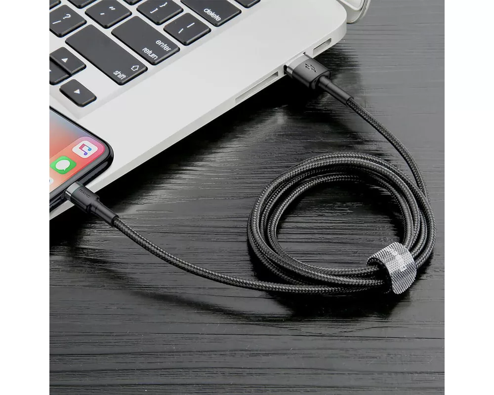 Кабел Baseus Cafule USB-А към Lightning CALKLF-CG1 2м, черен 7