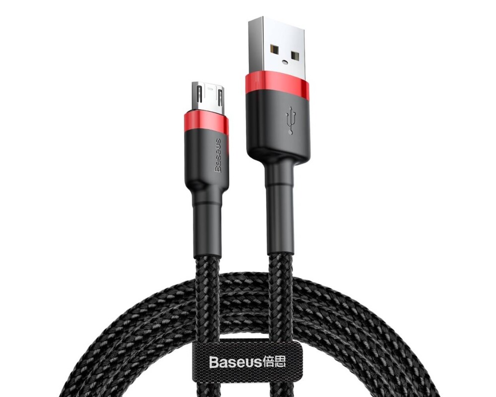 Кабел Кабел Baseus Cafule USB-A към MicroUSB, 2.4A, 1м, черен/червен 6