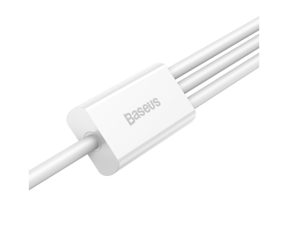 Кабел Baseus Superior 3 в 1 USB-А към Lightning, microUSB и USB-C, 1.5м, бял 4