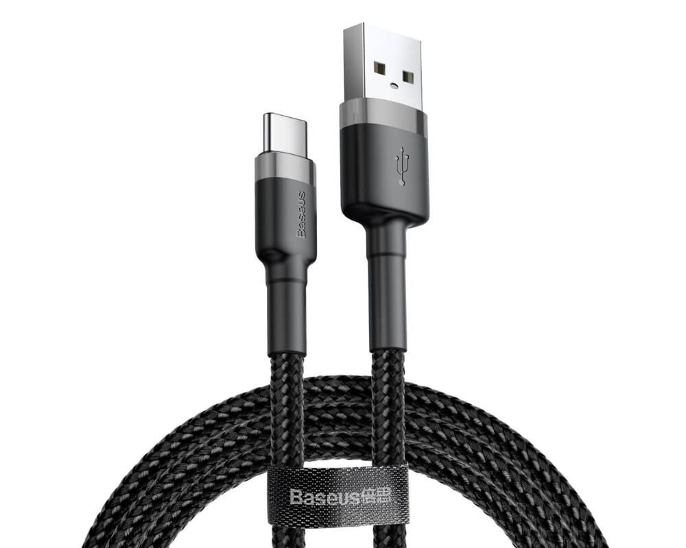 Кабел Baseus Cafule USB-A към USB-C 3A, 1м, черен