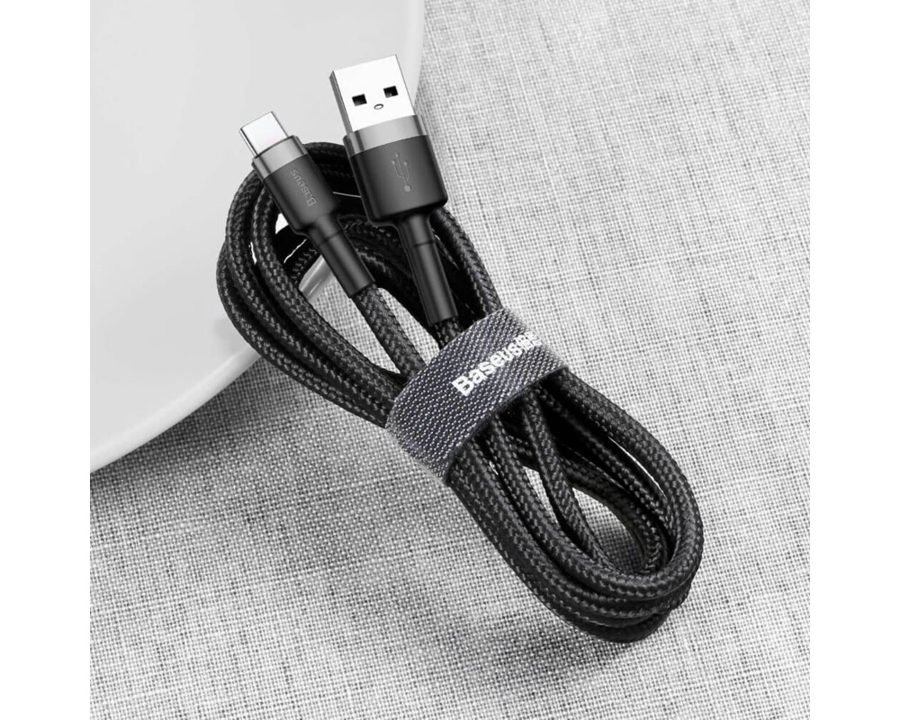 Кабел Baseus Cafule USB-A към USB-C 3A, 1м, черен 4