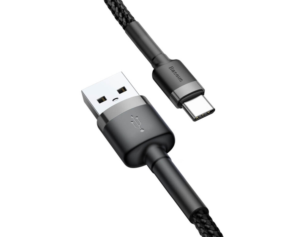 Кабел Baseus Cafule USB-A към USB-C 3A, 1м, черен 3