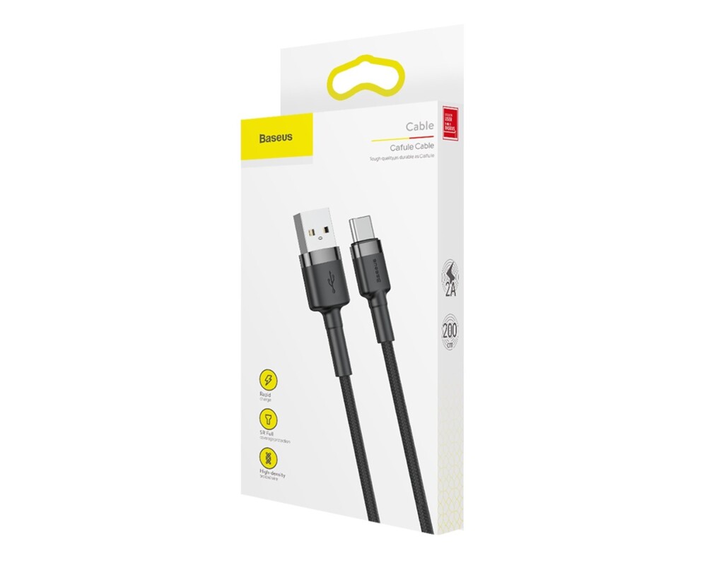Кабел Baseus Cafule USB-A към USB-C, 2м, черен 8