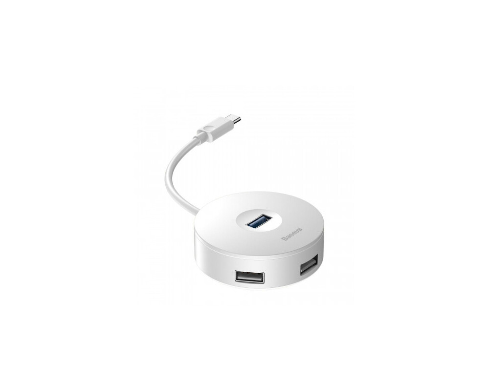 USB хъб Baseus CAHUB-G02 USB-C Round Box 4-портов за компютри и лаптопи бял 7