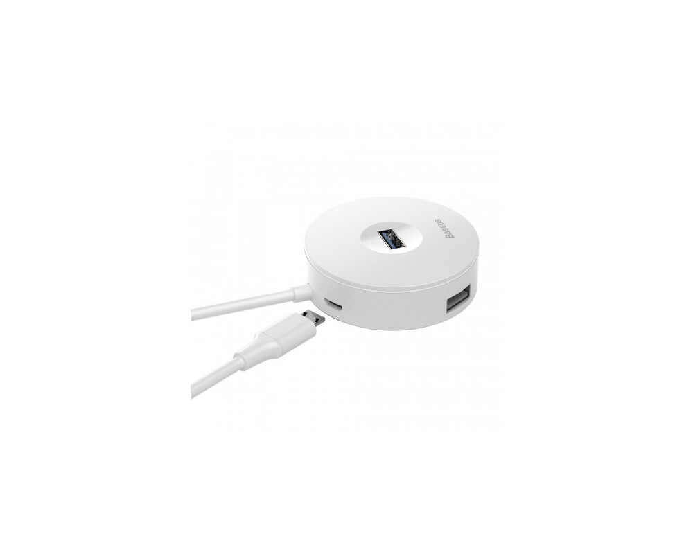 USB хъб Baseus CAHUB-G02 USB-C Round Box 4-портов за компютри и лаптопи бял 8