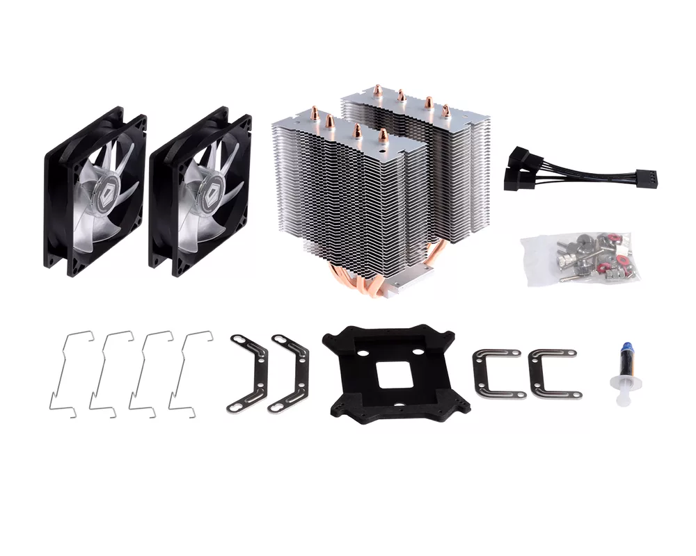Охладител за процесор Вентилатор ID Cooling SE-904TWIN за Intel и AMD процесори син LED 8