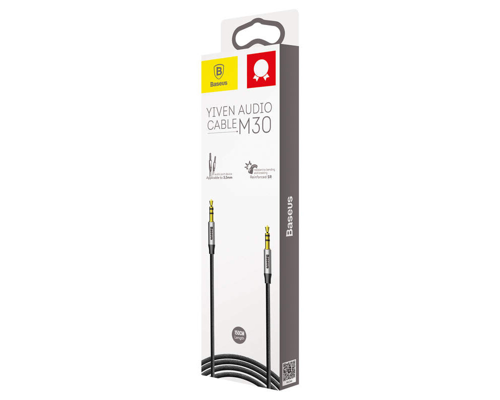Аудио кабел Baseus Yiven M30 stereo AUX 3.5мм CAM30-CS1 150см сребристо-черен 5