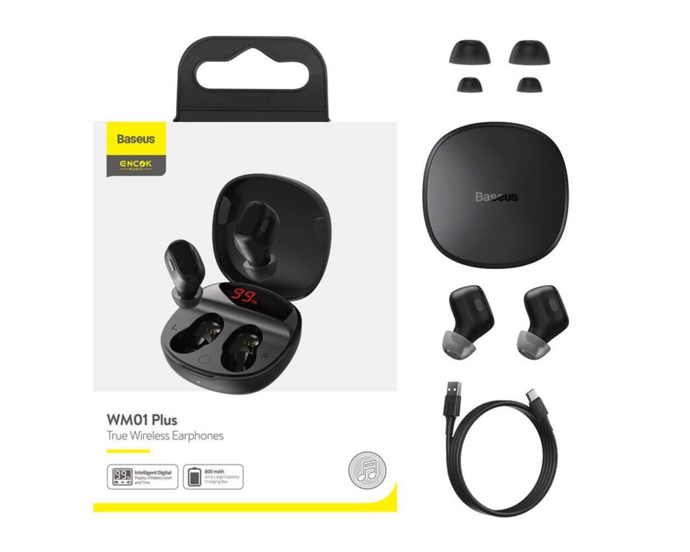 Слушалки Безжични Bluetooth Baseus Encok WM01 Plus TWS NGWM01P-01, черни 6