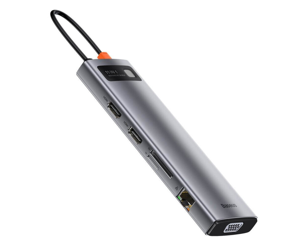USB хъб Baseus Type-C 11 в 1 Metal Gleam Series CAHUB-CT0G тъмносив 8