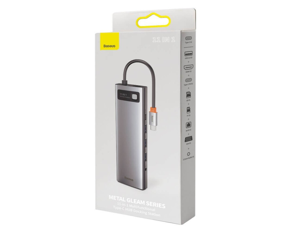 USB хъб Baseus Type-C 11 в 1 Metal Gleam Series CAHUB-CT0G тъмносив 5