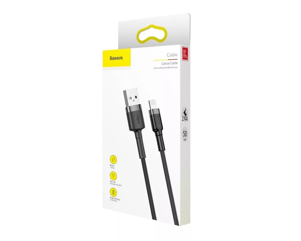 Кабел Baseus Cafule от USB A към Lightning CALKLF-AG1 0.5м, черен 10