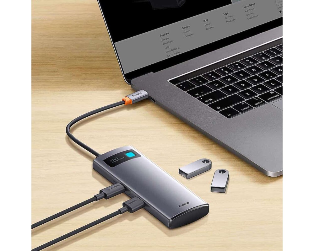 USB хъб Мултифункционален USB хъб Baseus Type-C 4 в 1 Metal Gleam Series WKWG070013 тъмносив 10