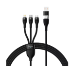 <span>Кабел</span> Baseus CASS030201 3в1 Flash Series USB към USB-C + micro USB + Lightning 100W 1.5м черен <span class='catalog-num-in-name'>CASS030201</span> - 