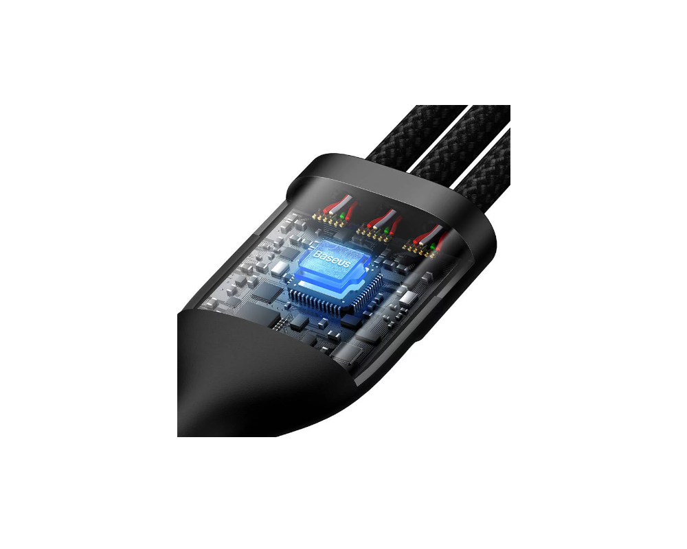 Кабел Baseus CASS030201 3в1 Flash Series USB към USB-C + micro USB + Lightning 100W 1.5м черен 8
