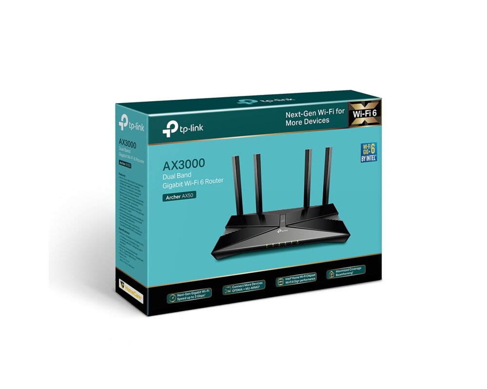 Рутер 2-лентов Gigabit Wi-Fi 6 рутер TP-Link Archer AX50 AX3000 7