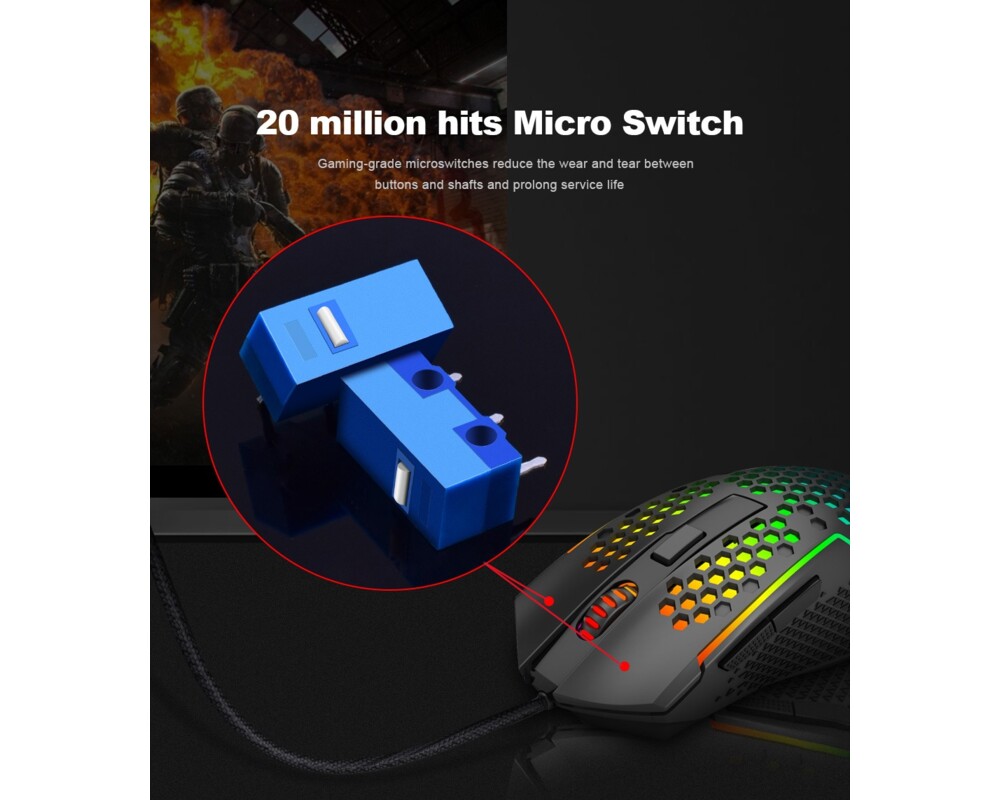 Мишка Redragon Reaping Elite M987P-K RGB PAW3389 32900 DPI геймърска 5