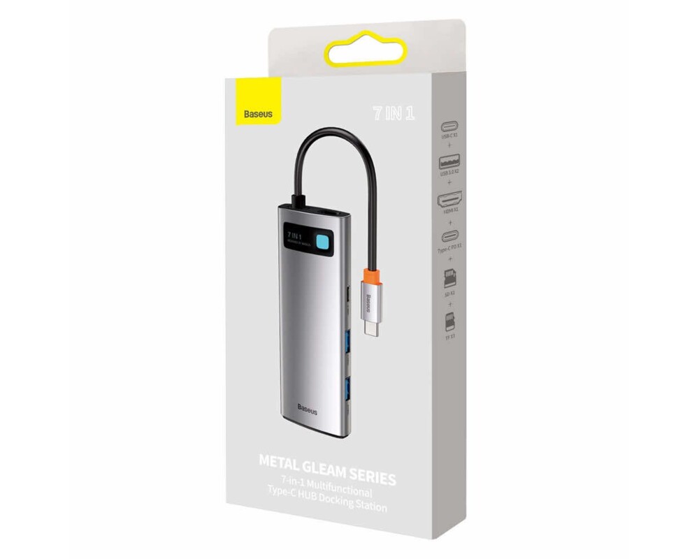 USB хъб Baseus WKWG020113, мултифункционален, Type-C, 7 в 1, тъмносив 3