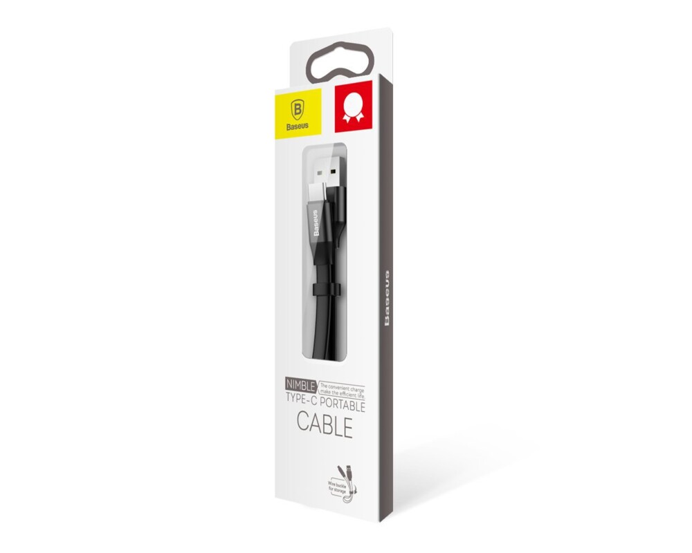 Кабел Baseus Nimble CATMBJ-01 USB Type C - USB-A Quick charge 2A 23см черен 5