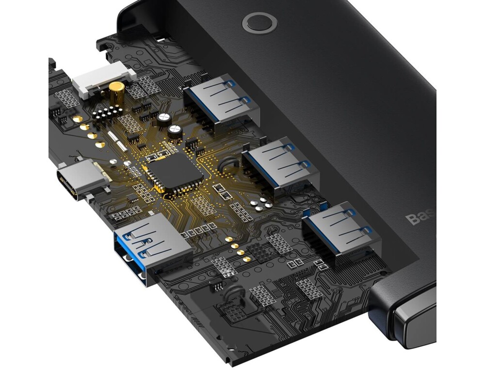 USB хъб Baseus WKQX030201 USB-A Lite Series 5в1, мултифункционален, 2м, черен 3