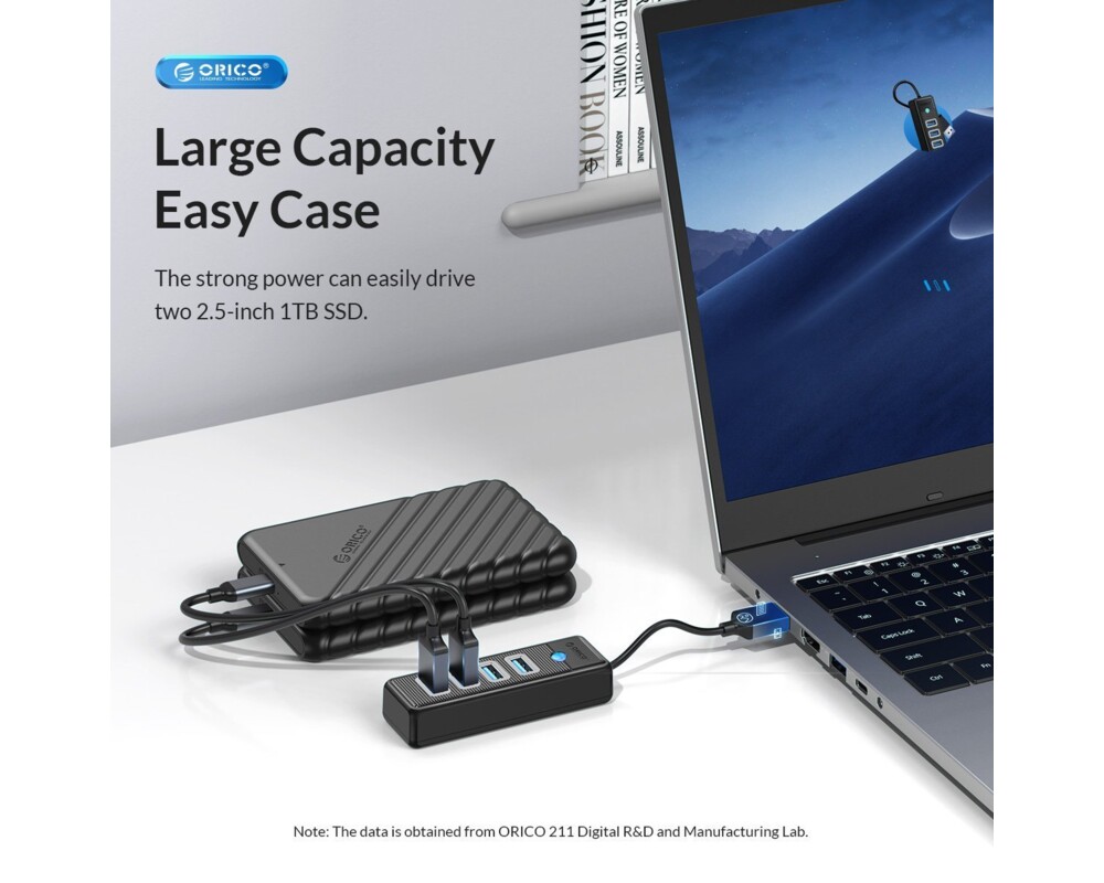USB хъб Orico хъб HUB USB3.0 4 port Black - PW4U... 20
